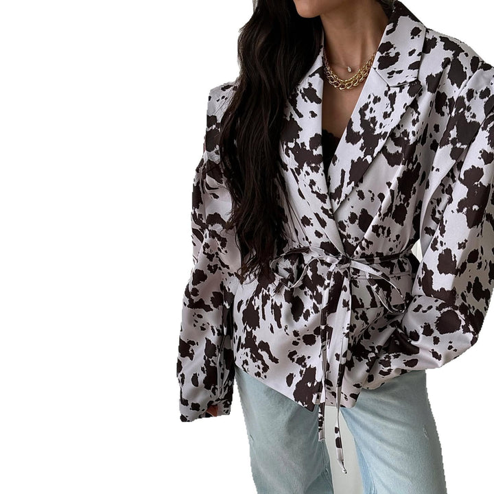 Damen Oversized Blazer mit Gürtel und Schulterpolstern Drune