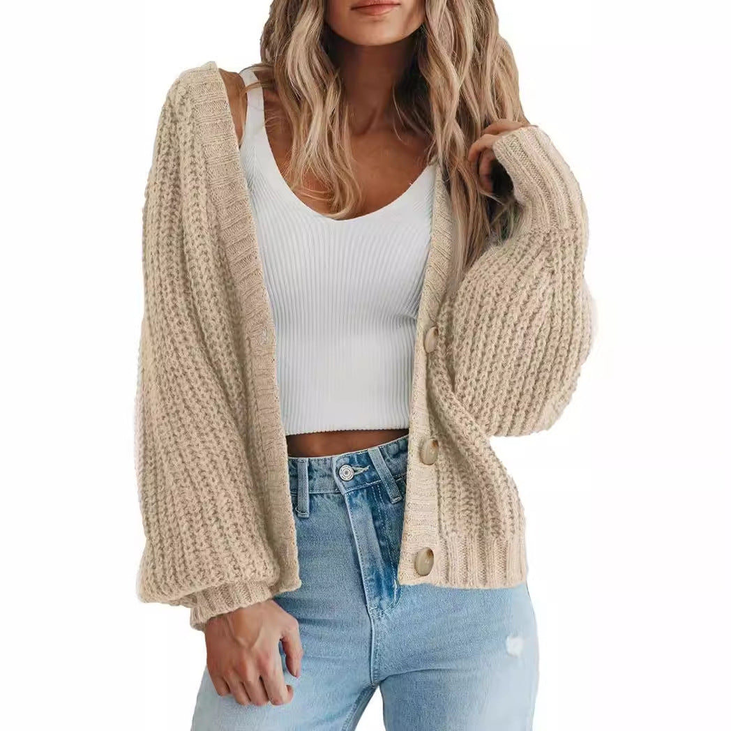 Damen Strickjacke mit Ballonärmeln Drune