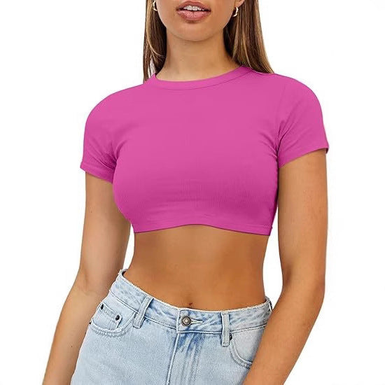 Damen kurzes, figurbetontes Crop-Top aus elastischem Material Drune