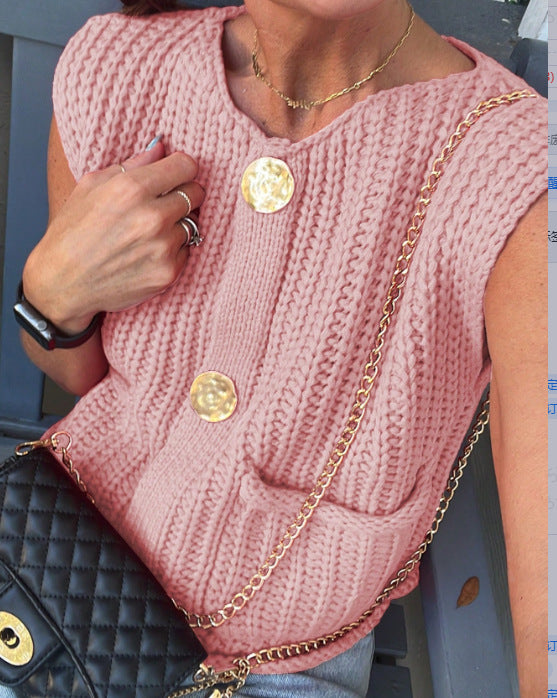 Damen Strickweste mit Knopfdetails und praktischen Taschen Drune