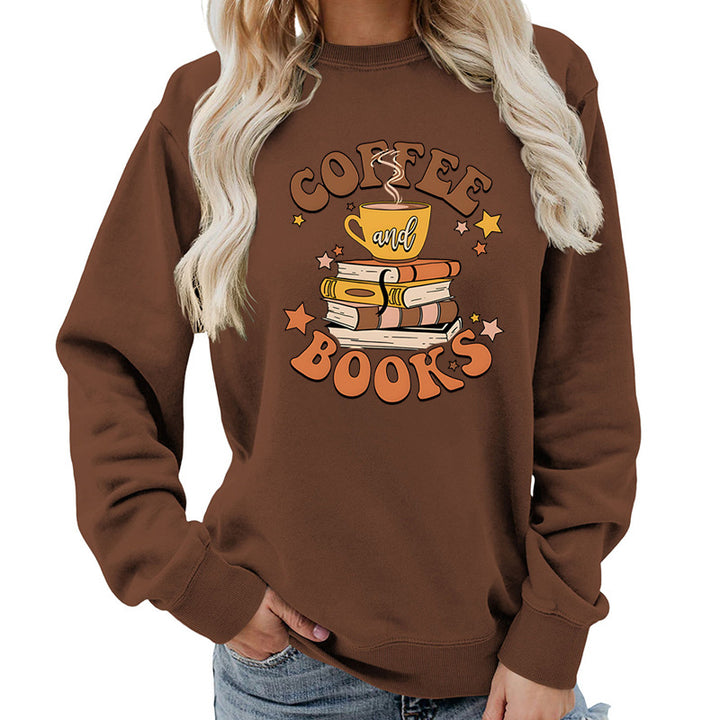 Damen Sweatshirt mit kreativem Kaffeebuch-Design Drune