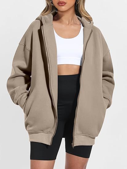 Damen lässiger Oversized Zip-Hoodie Drune