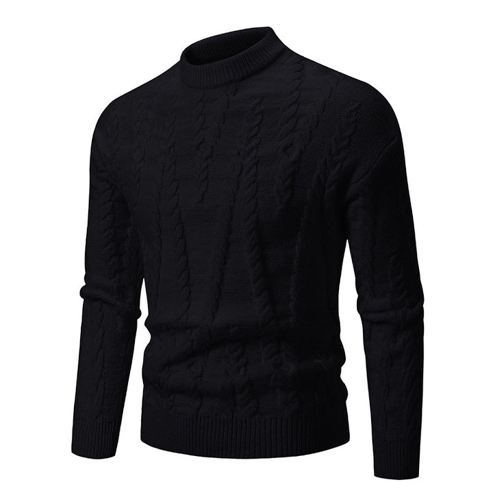 Herren Strickpullover mit Zopfmuster und hohem Kragen Drune