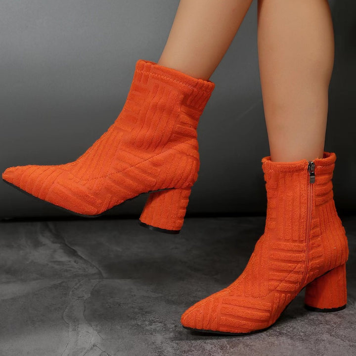Damen Stiefeletten mit zeitgemäßem Strickdesign und komfortablem Blockabsatz Drune