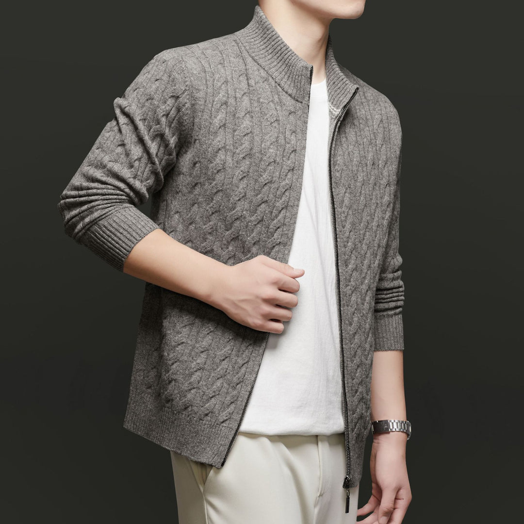 Herren Strickjacke mit modernem Zopfdesign Drune