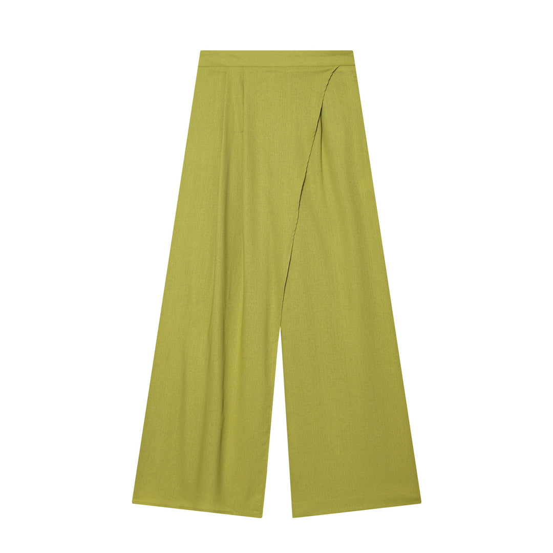 Damenweite Palazzo-Hose mit asymmetrischem Schnitt und elastischem Bund Drune