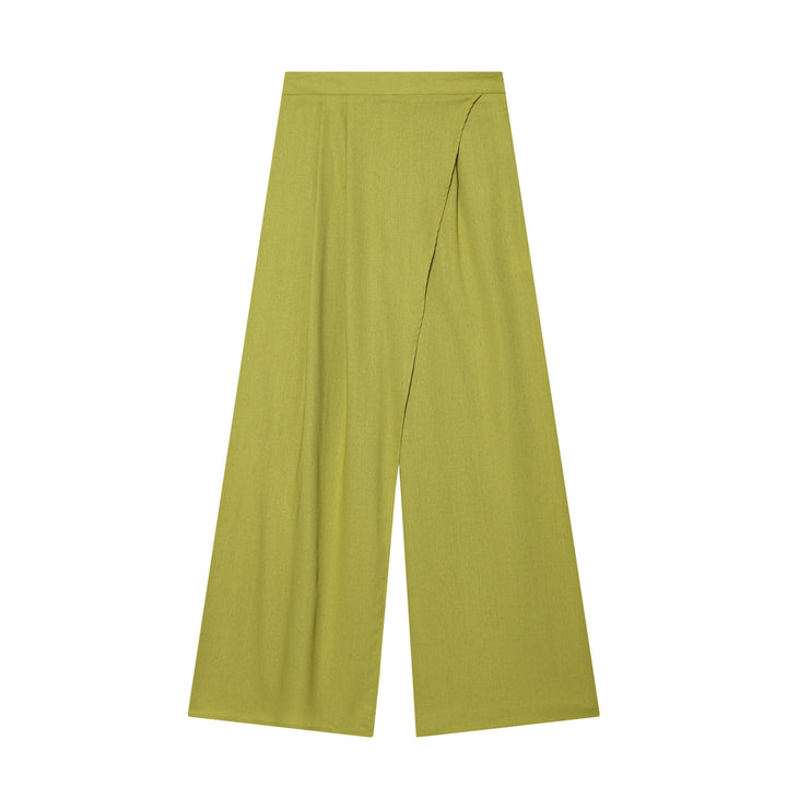 Damenweite Palazzo-Hose mit asymmetrischem Schnitt und elastischem Bund Drune