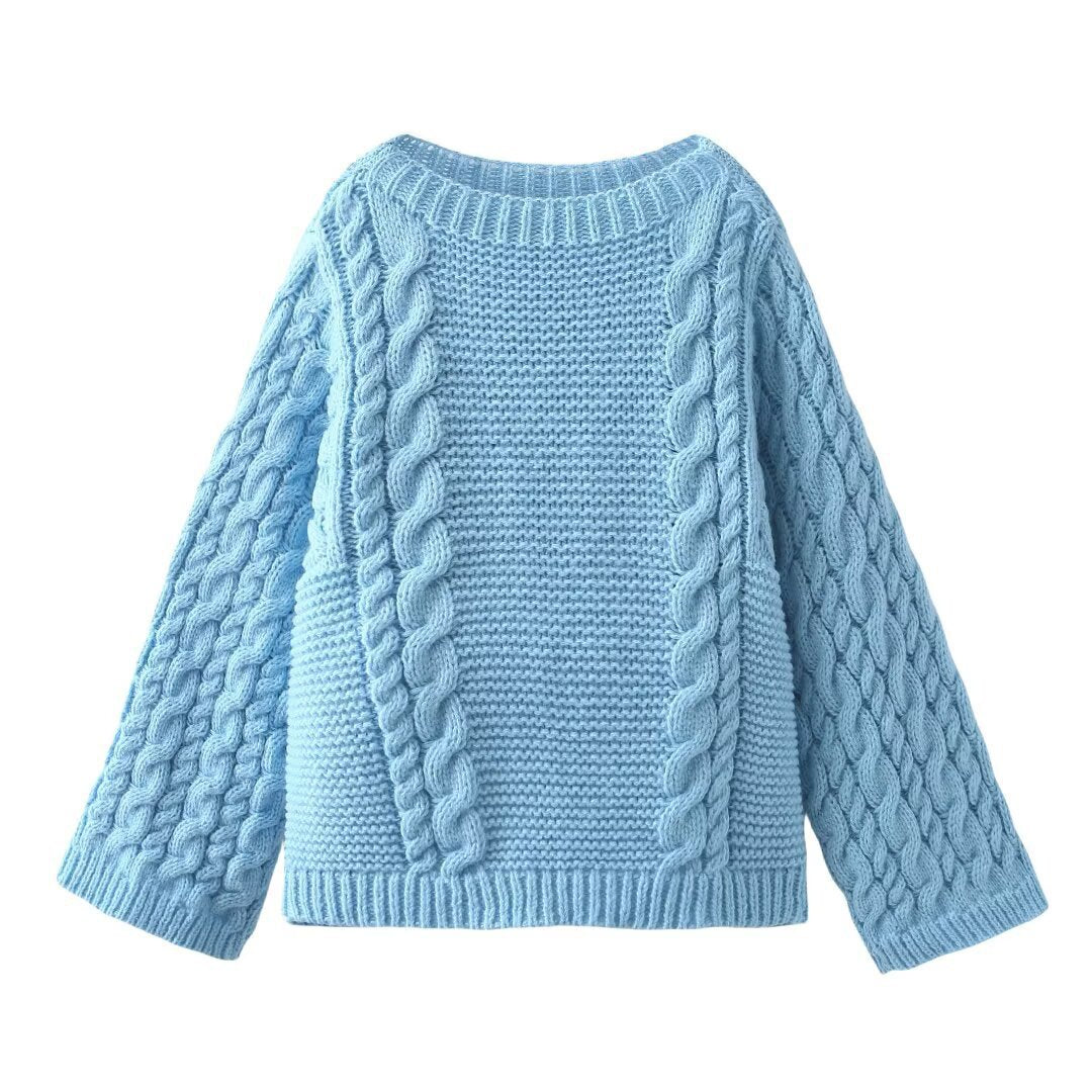 Damen Strickpullover mit Kabelmuster und weitem Schnitt Drune
