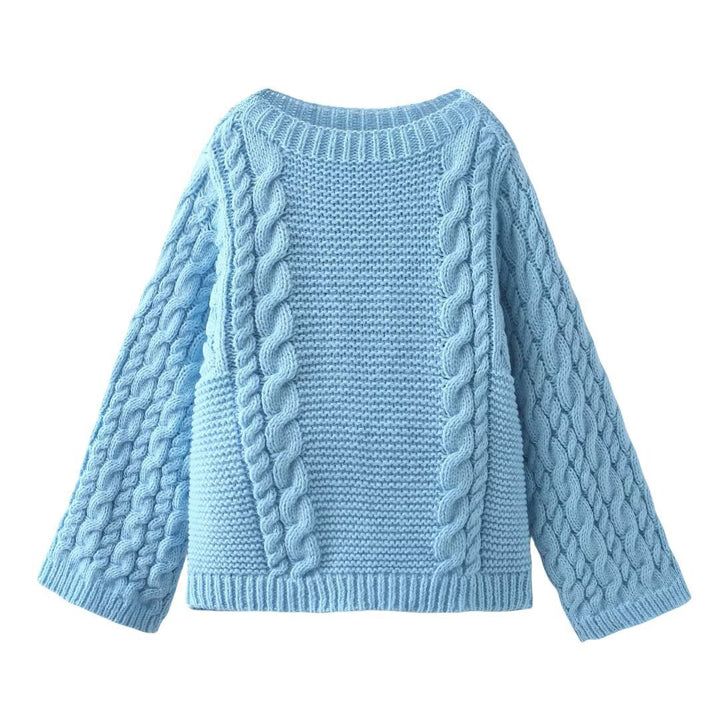 Damen Strickpullover mit Kabelmuster und weitem Schnitt Drune