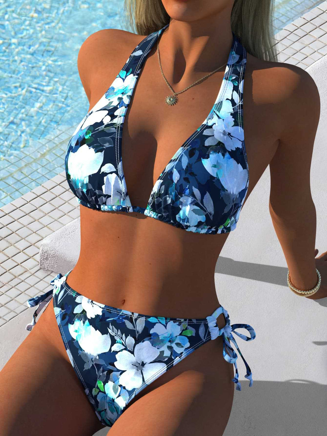 Damen Triangel-Bikini mit elegantem Animal-Print und verstellbaren Trägern Drune