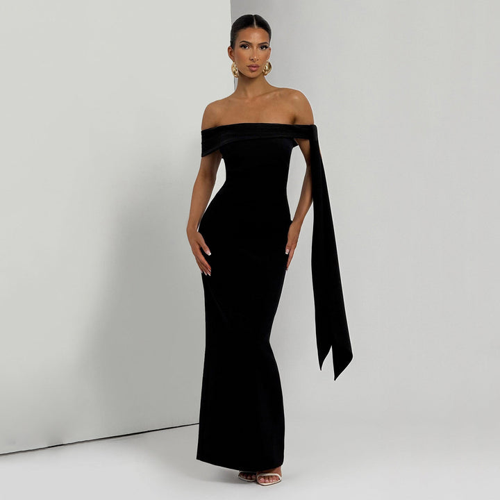 Damen Wickelkleid mit einem eleganten One-Shoulder-Design und modischen Rüschendetails Drune