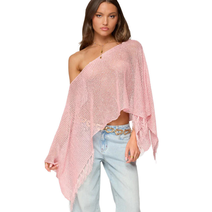 Damen Netzponcho mit funkelnden Akzenten Drune