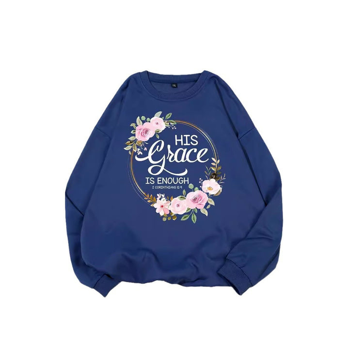 Damen Sweatshirt mit motivierendem Schriftzug und floralem Design Drune
