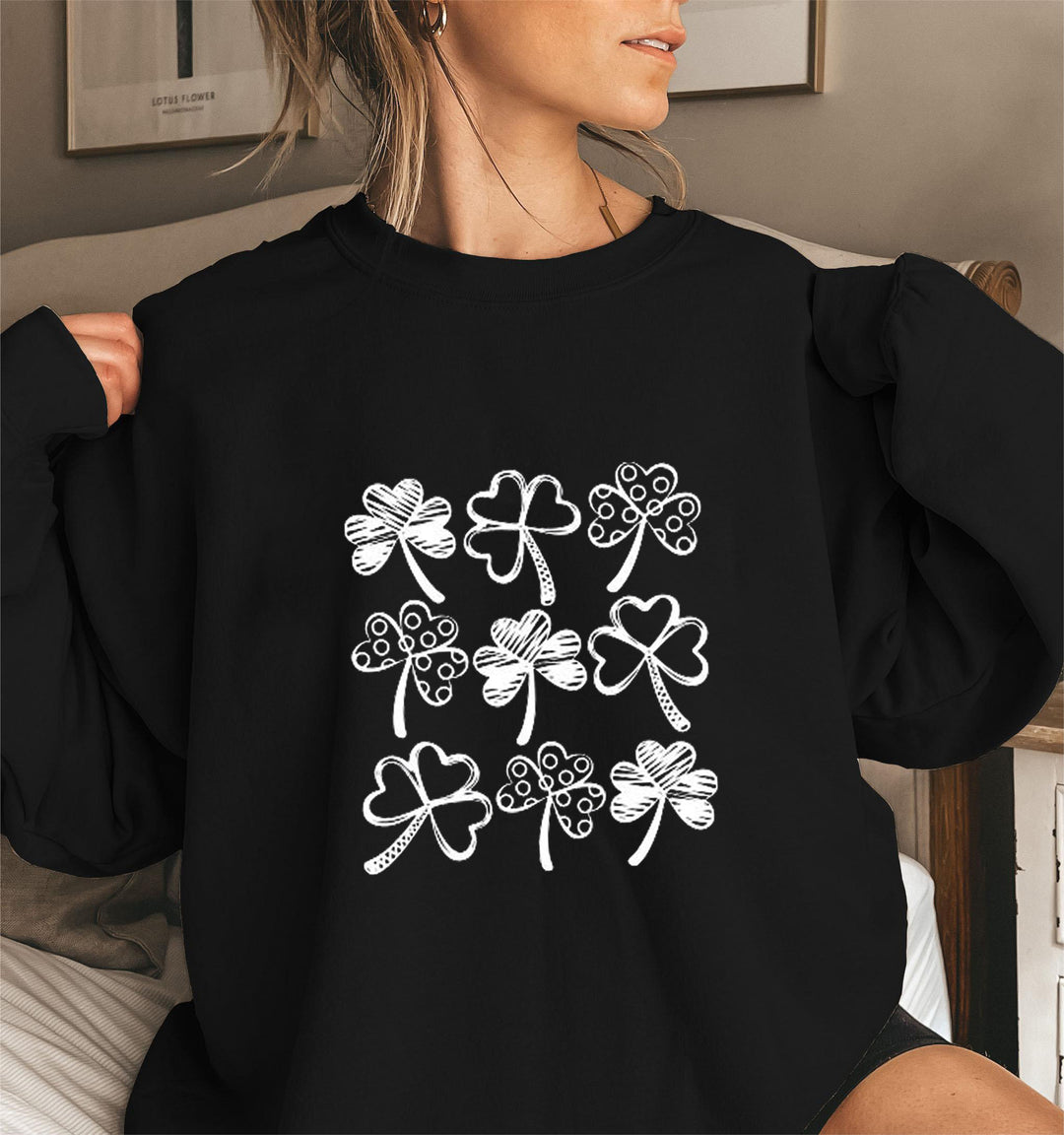 Damen Sweatshirt mit verspieltem Kleeblatt-Motiv Drune