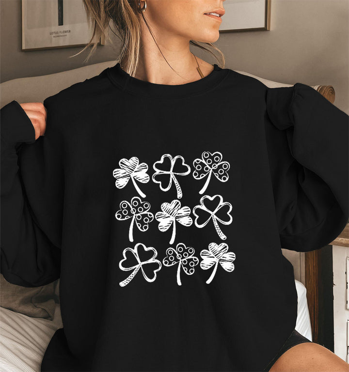 Damen Sweatshirt mit verspieltem Kleeblatt-Motiv Drune