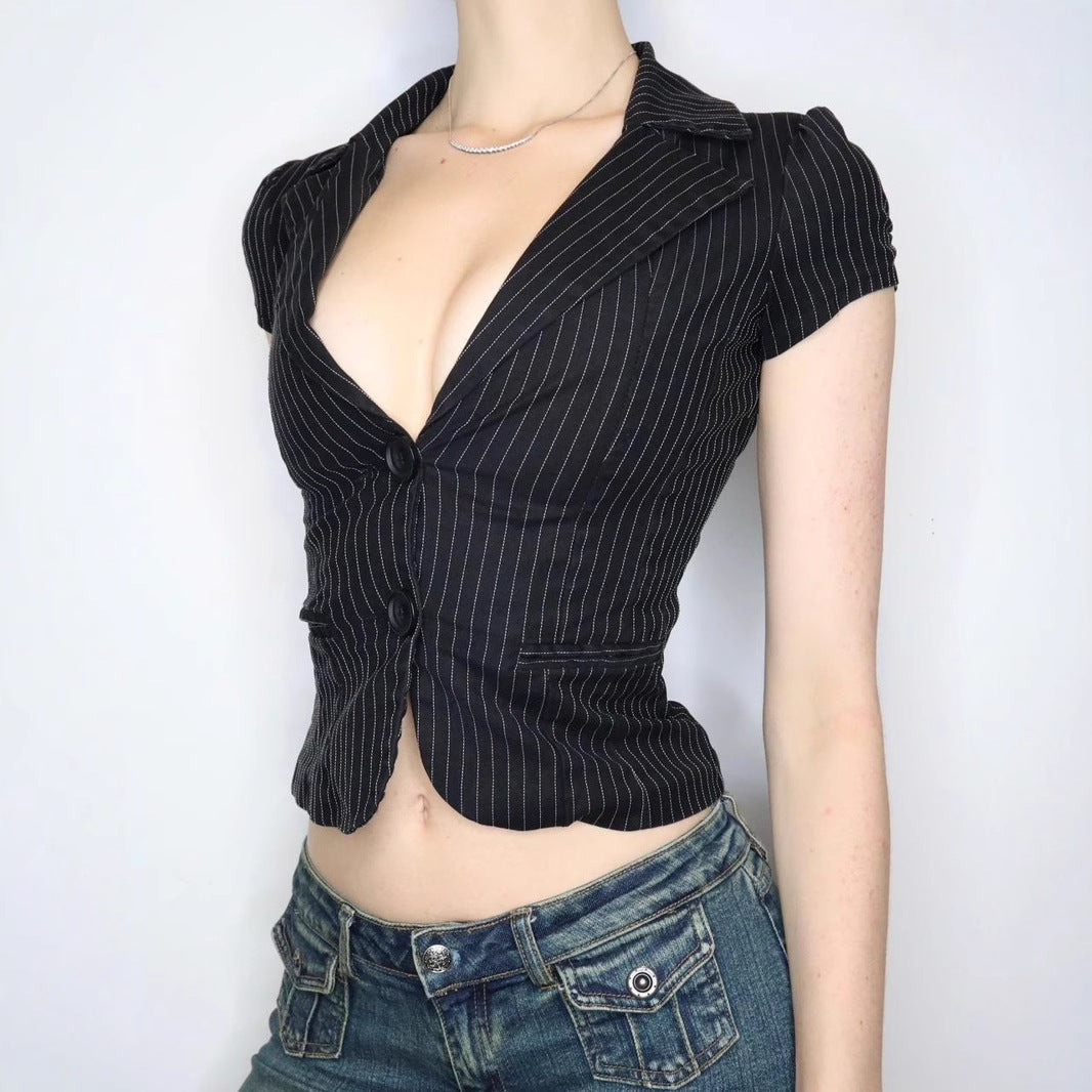 Damen Blazer mit tailliertem Schnitt und modernen Streifen Drune