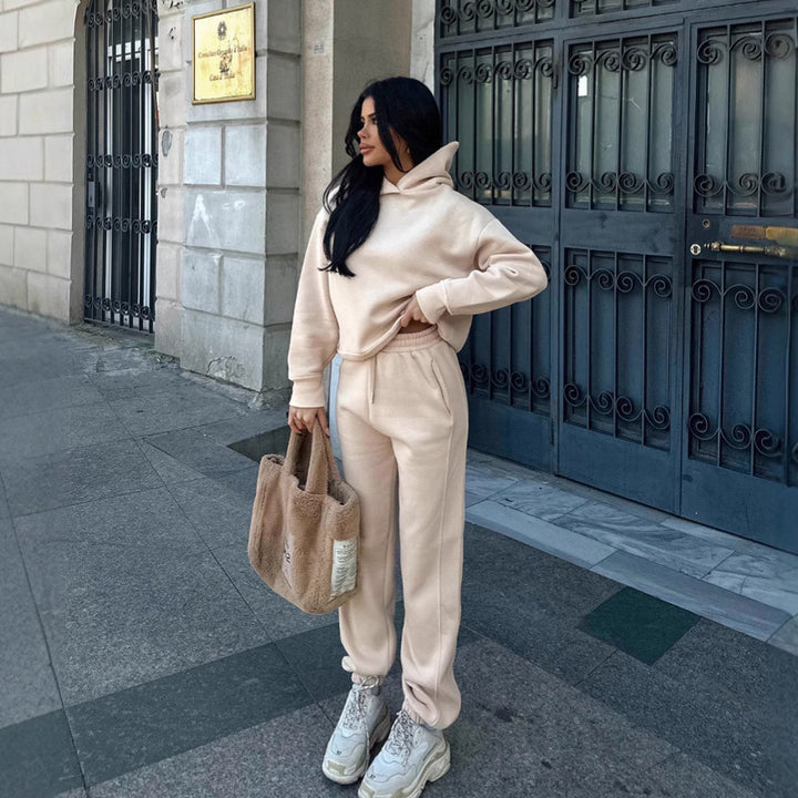 Damen lässiger Hoodie- und Jogginganzug mit elastischem Bund und Oversized-Schnitt Drune