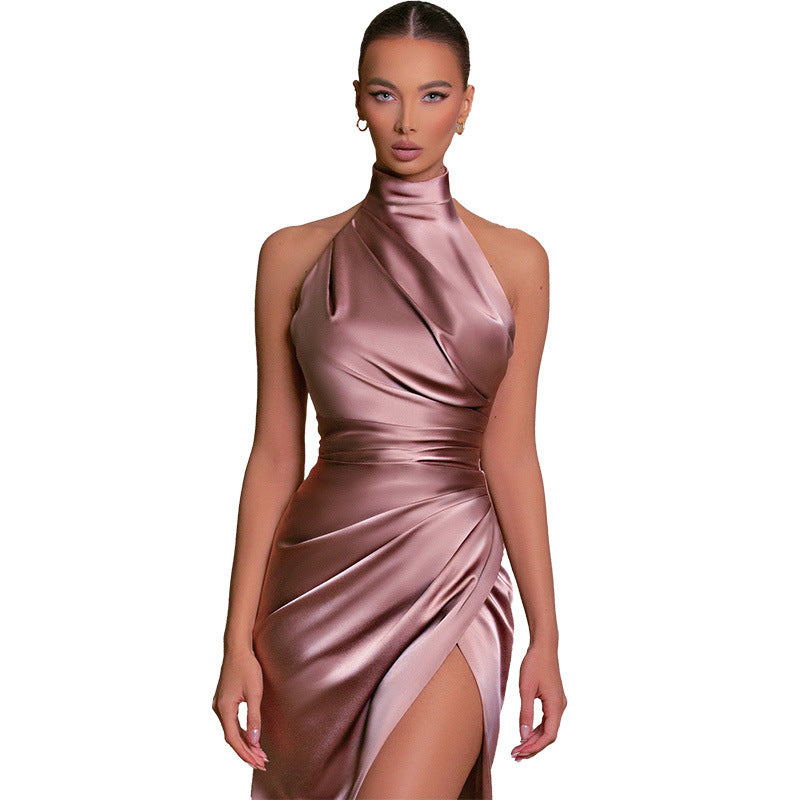 Damen Hochgeschlossenes Abendkleid mit verführerischem Schlitz Drune