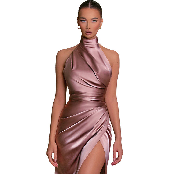 Damen Hochgeschlossenes Abendkleid mit verführerischem Schlitz Drune