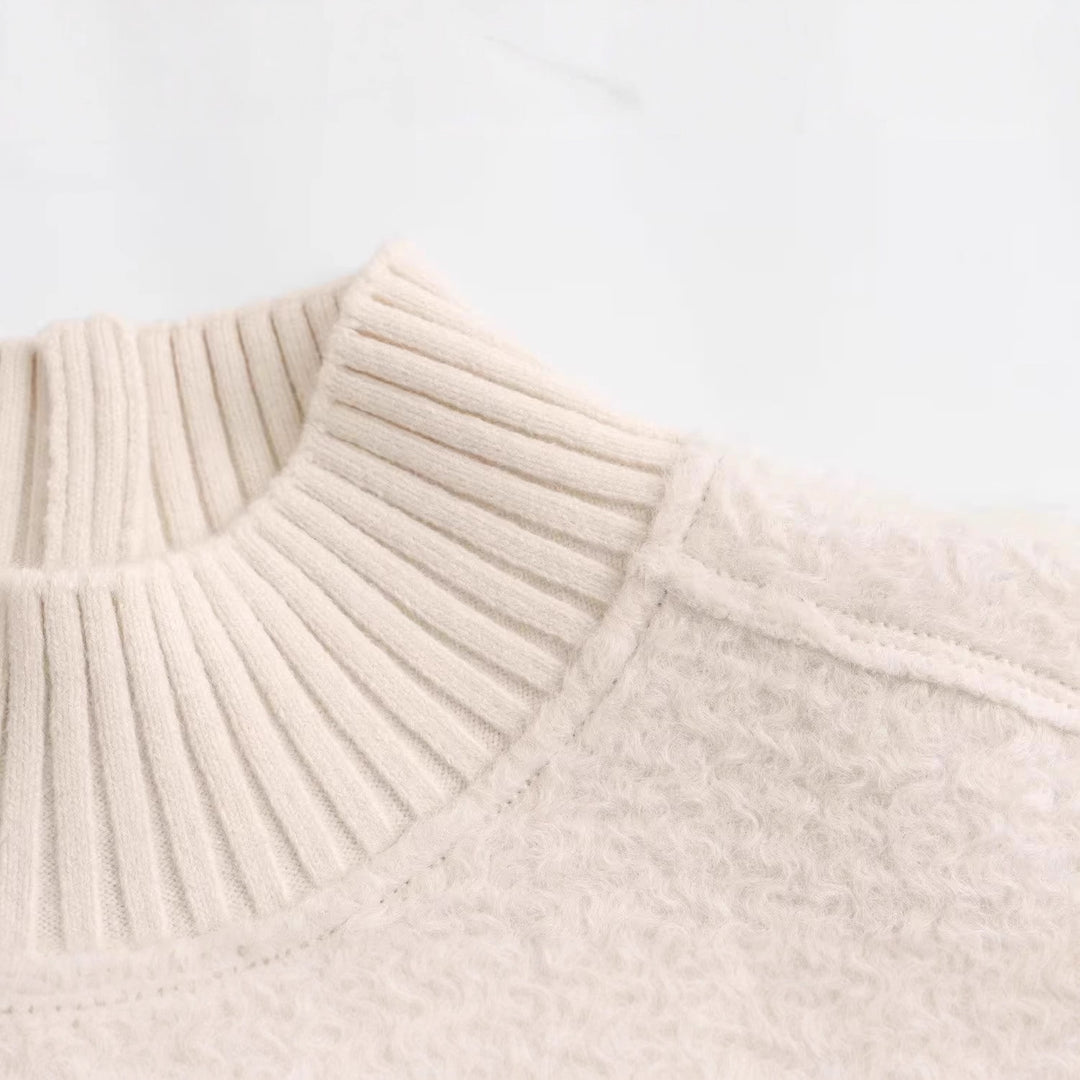 Damen Grobstrickpullover mit hohem Kragen Drune