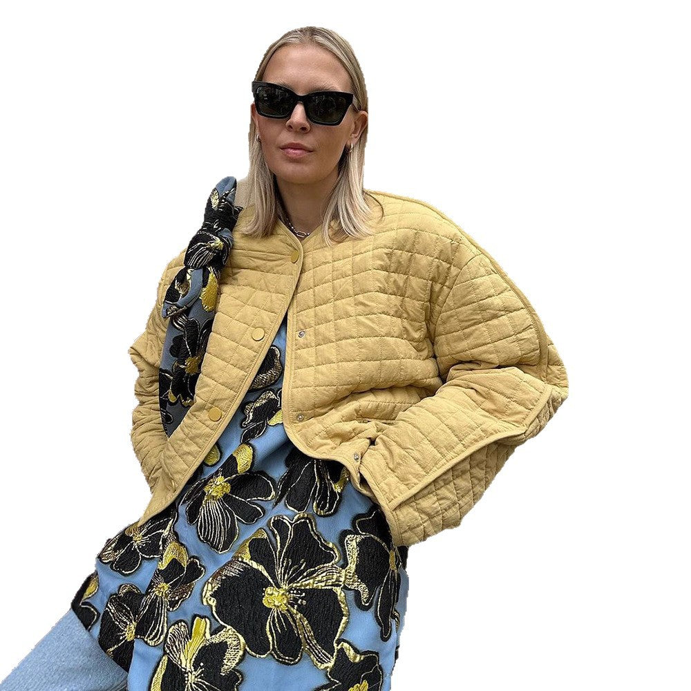 Damen gesteppte Übergangsjacke mit lässigem Schnitt und großen Taschen Drune