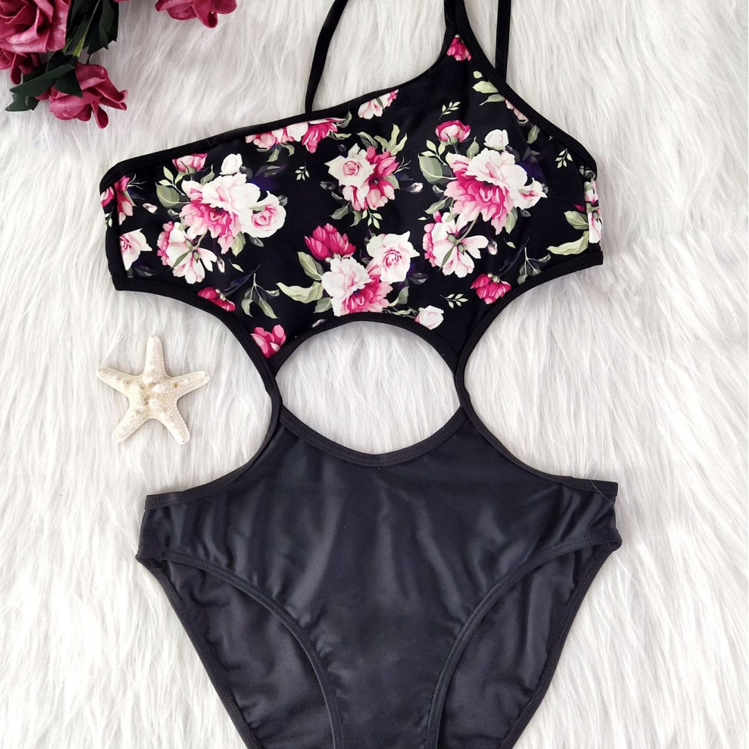 Damen Einteiler-Badeanzug mit floralem Druck Drune