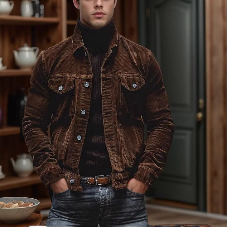 Herren Cordjacke im modernen Design mit praktischen Brusttaschen Drune