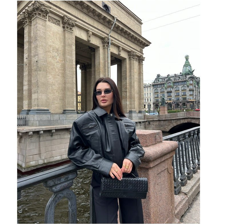 Damen Snacklederjacke mit lässigem Schnitt Drune