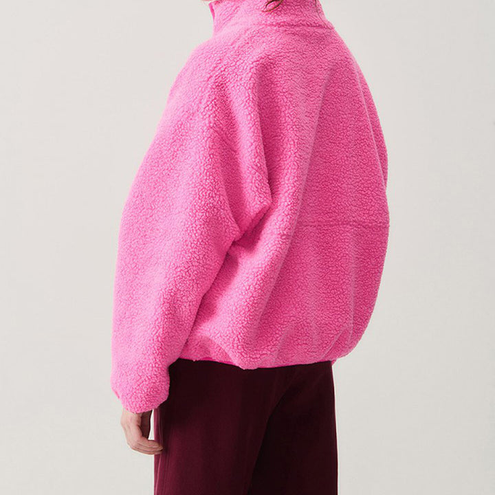Damen Flauschige Fleecejacke mit hohen Kragen und seitlichen Taschen Drune