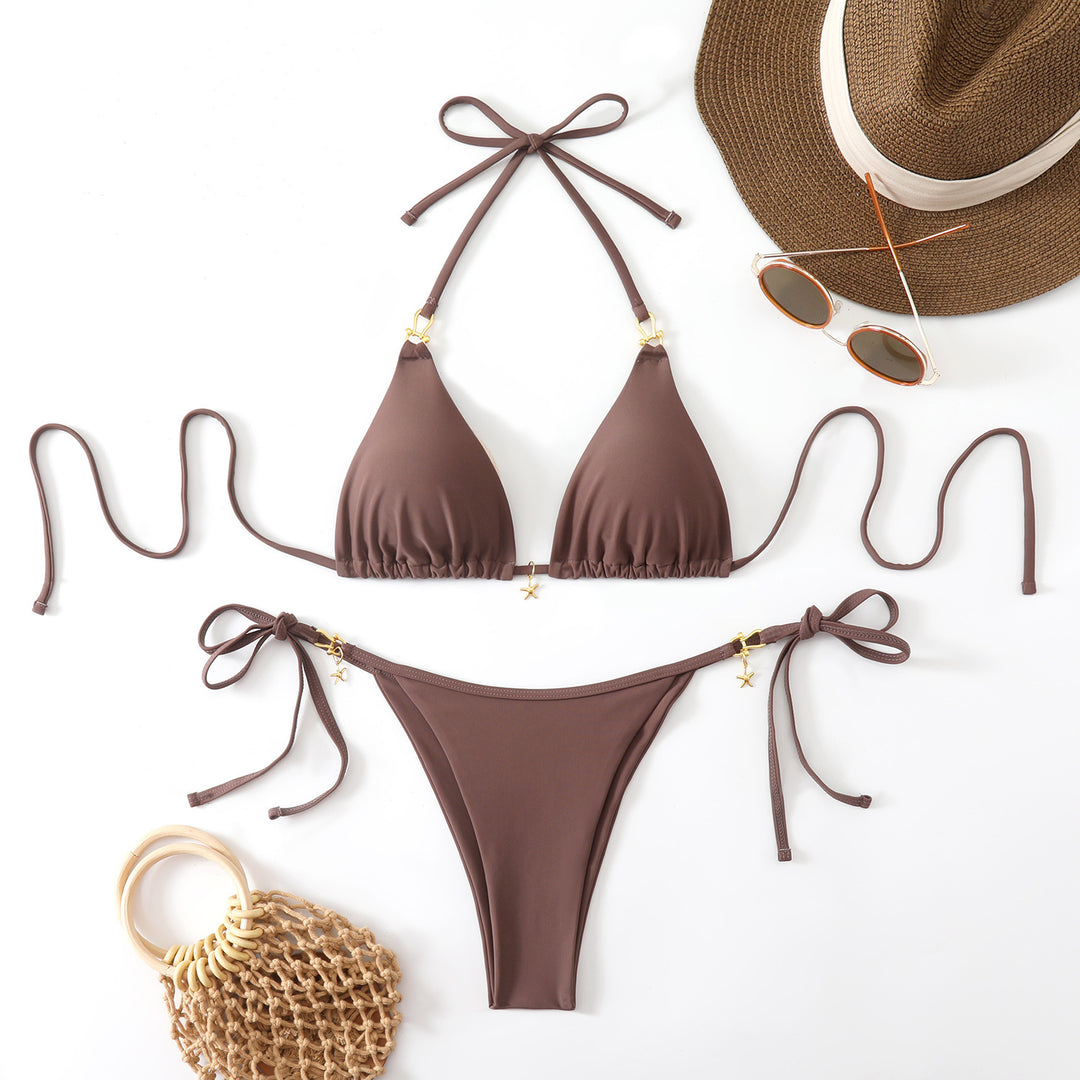Damen Triangel-Bikini mit elegantem Knoten-Detail und modischen Akzenten Drune