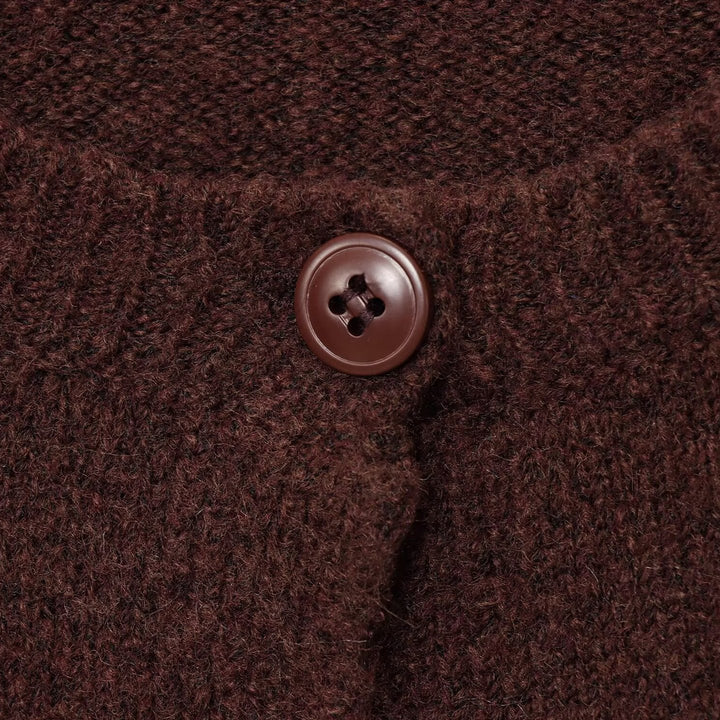 Damen elegante Strickjacke mit Knopfverschluss und Rundhalsausschnitt Drune