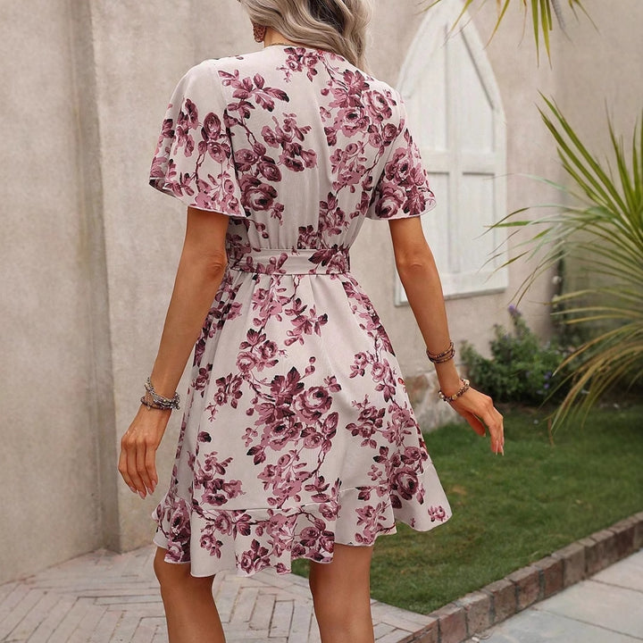 Damen Wickelkleid mit voluminösen Ärmeln und asymmetrischem Saum Drune