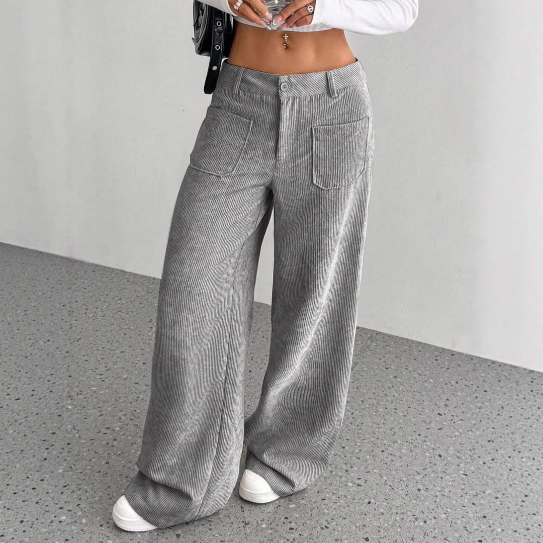 Damen weit geschnittene Cordhose mit praktischen Taschen Drune