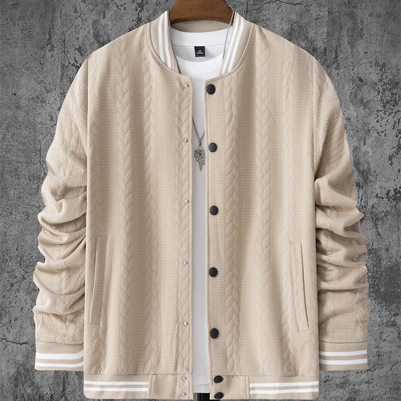 Herren stylische Bomberjacke mit strukturiertem Strickmuster und sportlichen Akzenten Drune