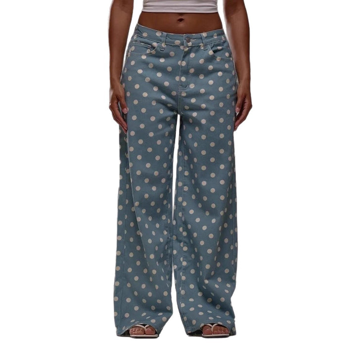 Damen weite Polka-Dot Palazzo-Hosen mit high-waist Schnitt Drune