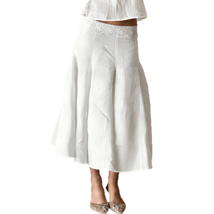 Damen Eleganter, fließender Midirock mit elastischem Bund Drune