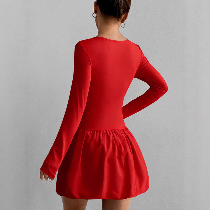 Damen Figurumspielendes Kleid mit langen Ärmeln und gerafftem Saum Drune