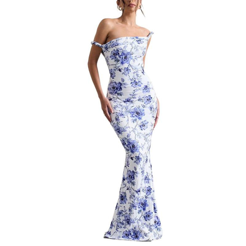 Damen Langarm Maxikleid im eleganten Leopardenmuster Drune