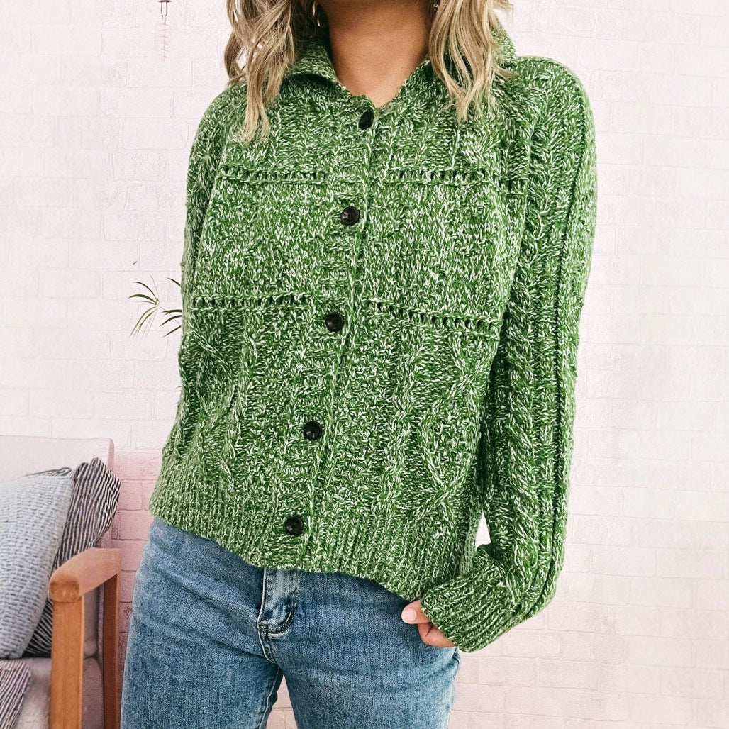 Damen Strickjacke mit strukturiertem Zopfdesign und Knopfverschluss Drune