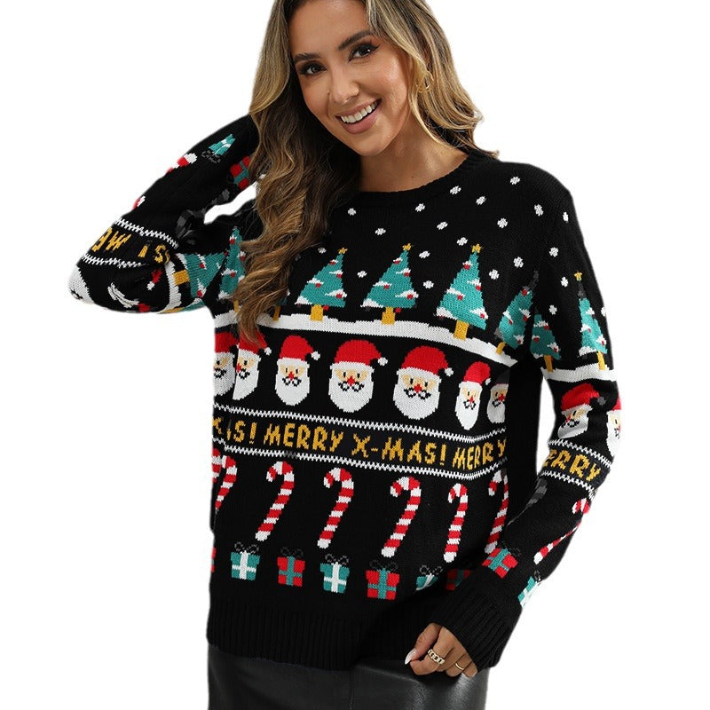 Damen festlicher Strickpullover mit weihnachtlichem Motiv und modernem Schnitt Drune