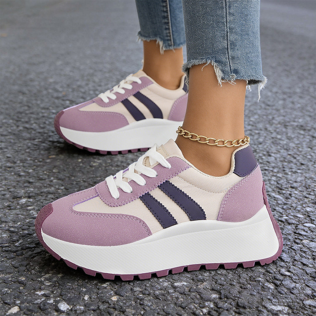 Damen nan Plateau-Chunky-Sneaker mit verstärkter Zehenkappe, profilierter Gummilaufsohle und stoßdämpfender EVA-Zwischensohle Drune