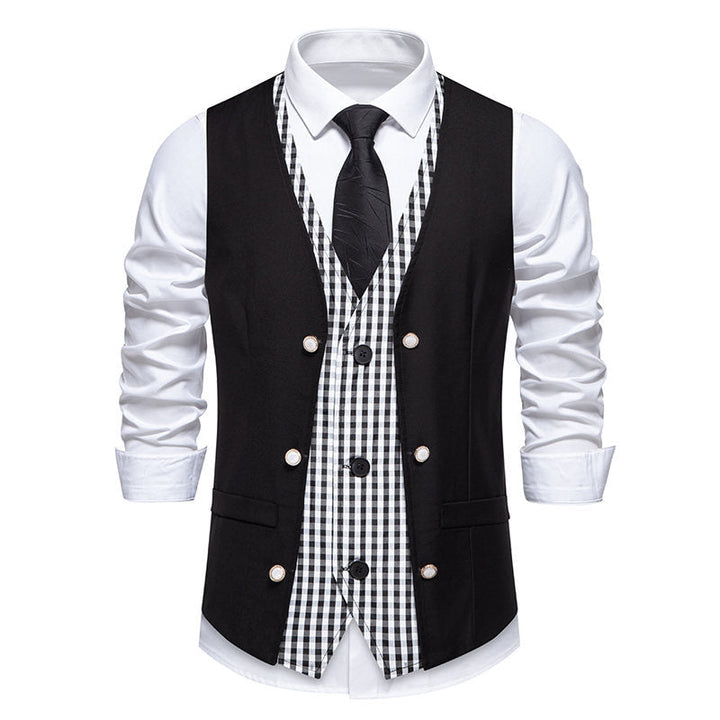 Herren elegante Anzugweste mit kontrastierendem Innenmuster Drune