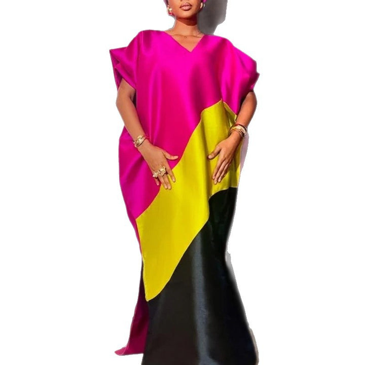 Damen asymmetrisches Kaftan-Kleid mit voluminösen Ärmeln Drune