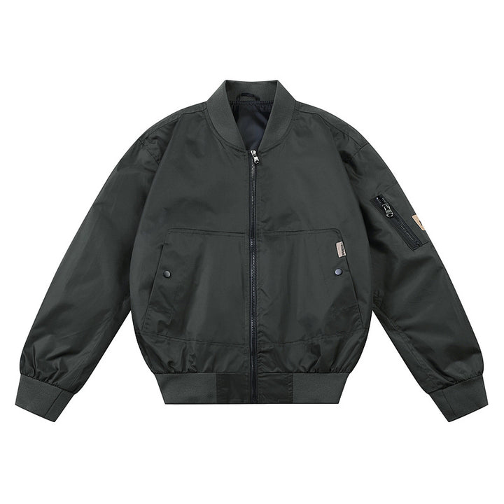 Herren  leichte Nylon Bomberjacke mit geripptem Kragen, Bündchen, Saum und Ärmeltasche mit Reißverschluss Drune