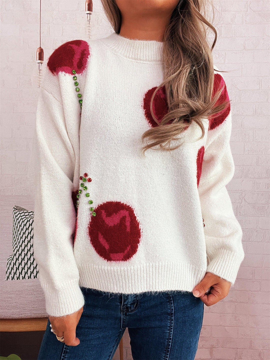 Damen Strickpullover mit kreativem Herzmotiv und weichem Material Drune