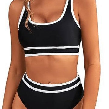 Damen Sportlicher Hochgeschnittener Bikini Drune
