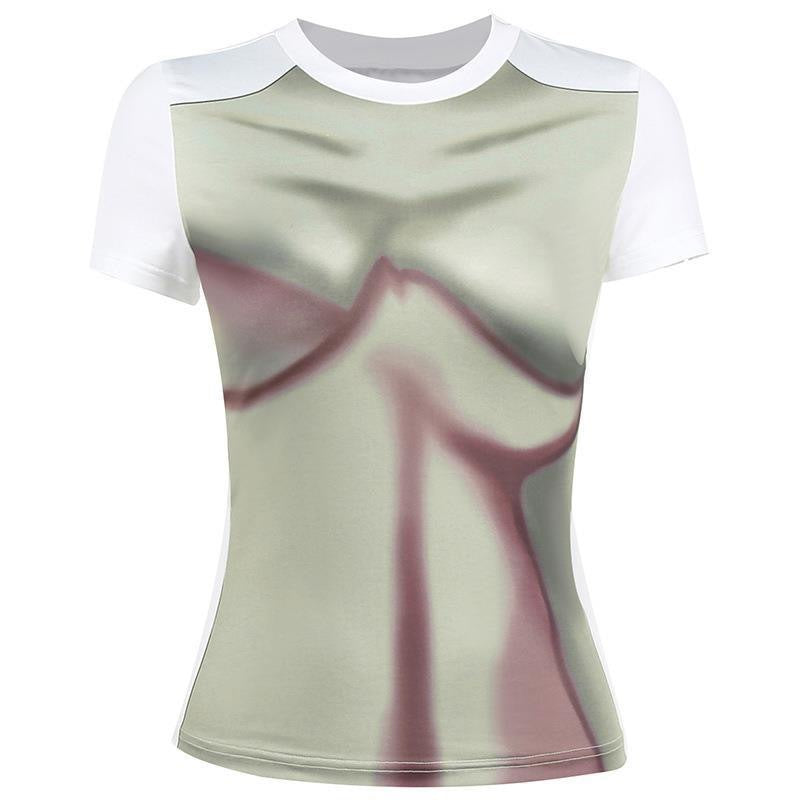 Damen Kreatives T-Shirt mit einzigartigem Grafikdesign Drune
