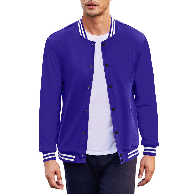 Herren nan College-Bomberjacke im Varsity-Stil mit Druckknopfleiste und gerippten Bündchen Drune