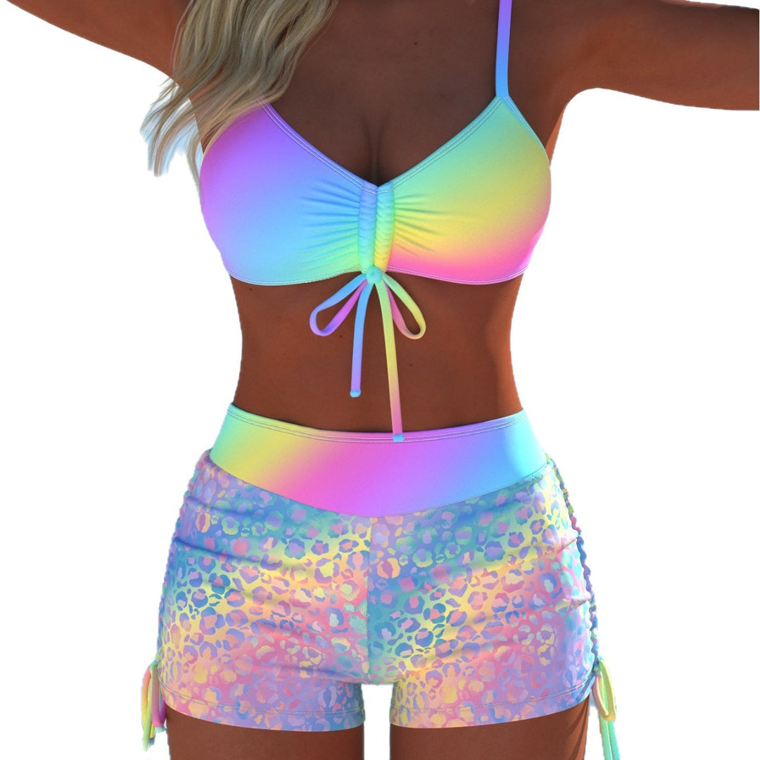 Damen Bikini-Oberteil und Hochschnitt Badeshorts Drune