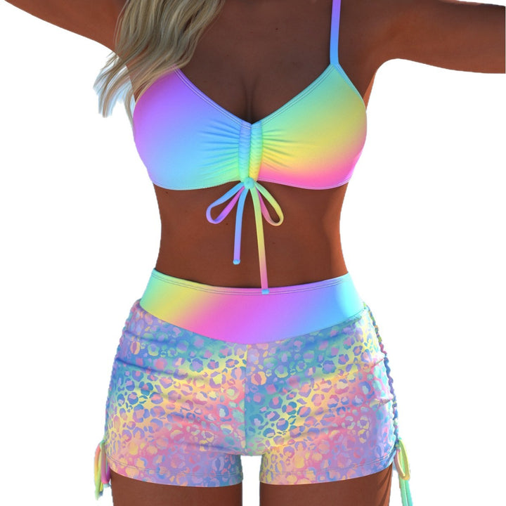 Damen Bikini-Oberteil und Hochschnitt Badeshorts Drune